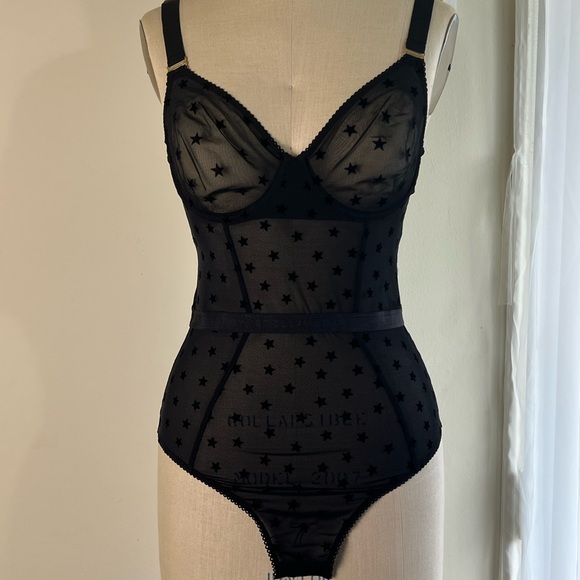 NWT Stella McCartney's BETTY TWINKLING FLOCKED-STAR UNDERWIRED BODYSUIT  SZ-M - Picture 5 of 15